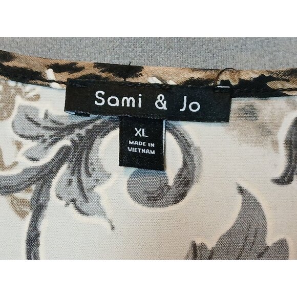 Sami & Jo Womens XL Babydoll Top Textured Animal Print Fairy Goth Grunge Blouse - Picture 4 of 7